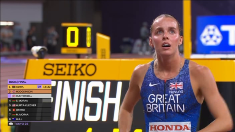Keely Hodgkinson looks devastated at taking bronze behind GB’s Georgia Hunter Bell’s silver in women’s 800m final