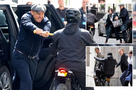 Vinnie Jones wields bat on The Gentlemen set as he films explosive scenes with Theo James for Guy Ritchie’s hit show