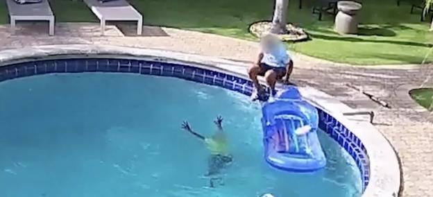 Agonizing video shows boy, 6, drowning in pool as his adult cousin stands by helpless until a stranger steps in