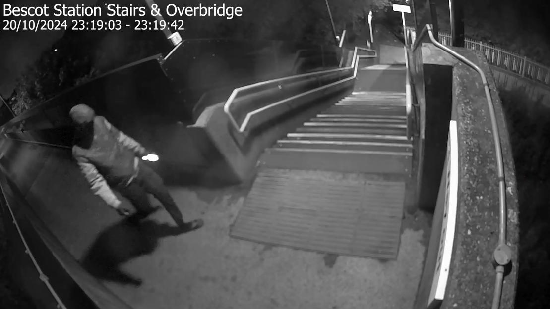 CPS footage of Deng Chol Majek leaving Bescot Stadium station.