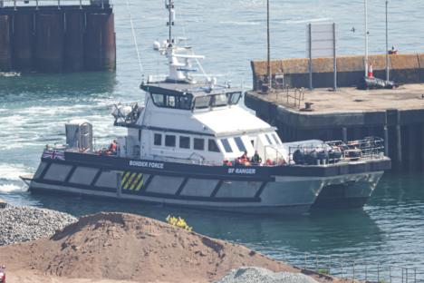 The BF Ranger, a Border Force vessel, arriving at port.
