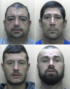 Mugshots of four men convicted of drug smuggling.