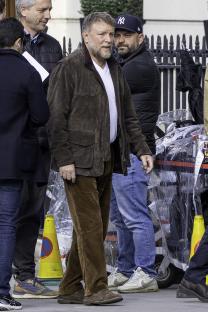 Hugh Bonneville on the set of Guy Ritchie's *The Gentlemen*.
