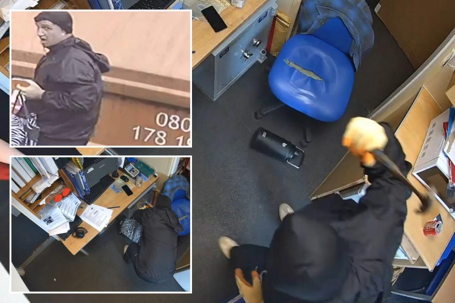 Moment Greggs staff chased with hammer as balaclava-clad burglar storms into store – hours before breaking into home