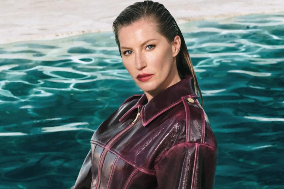 Stunning Gisele Bundchen makes sizzling splash in leather as she returns to modelling after having her third child