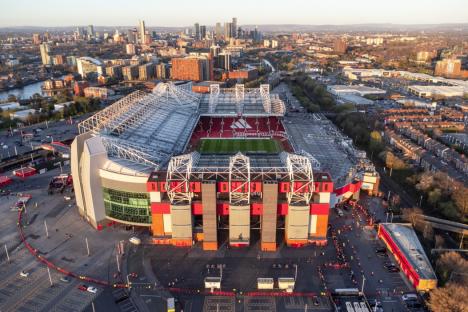 Aerial view of Old Trafford stadium in Manchester.