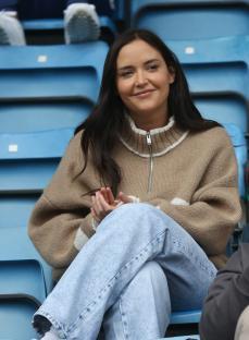 Jacqueline Jossa at a Gillingham Football Club soccer match.