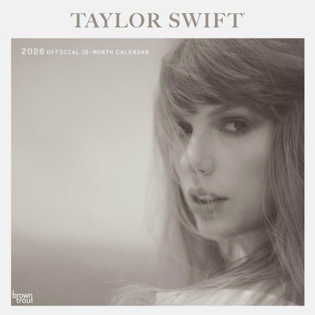 Taylor Swift 2026 16-month calendar cover featuring a close-up, sepia-toned photo of Taylor Swift.