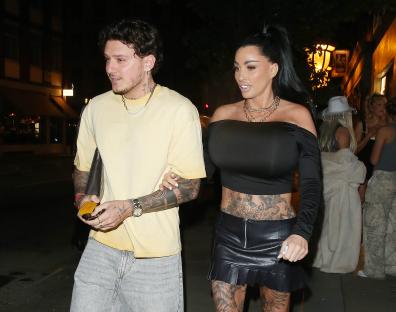 Katie Price and JJ Slater leaving a party.