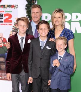 Will Ferrell, his wife Viveca Paulin, and their three sons at a film premiere.