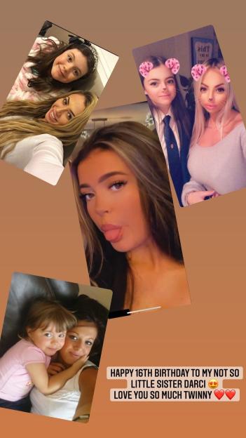 Collage of four photos of Darci and an older woman, along with a birthday message for Darci.