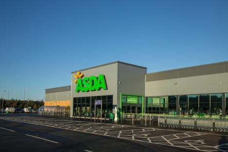 Exterior of an Asda supermarket in Barnstaple, UK.