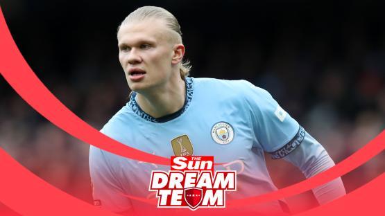 Erling Haaland in a Manchester City jersey, featured in The Sun Dream Team.