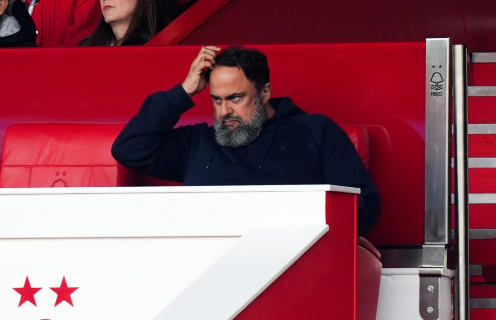Evangelos Marinakis, owner of Nottingham Forest, sitting in the stands at the City Ground.