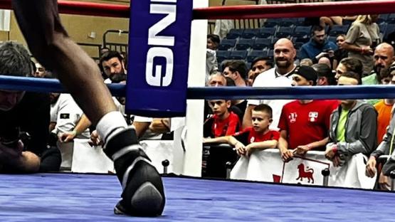 Tyson Fury spotted ‘secretly admiring’ little-known British boxer as he watches on from crowd 