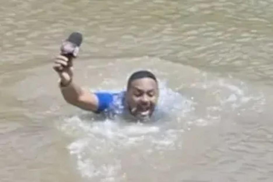 Horrifying moment journalist jumps into river and ‘steps on missing girl’s body’ – while reporting on her disappearance