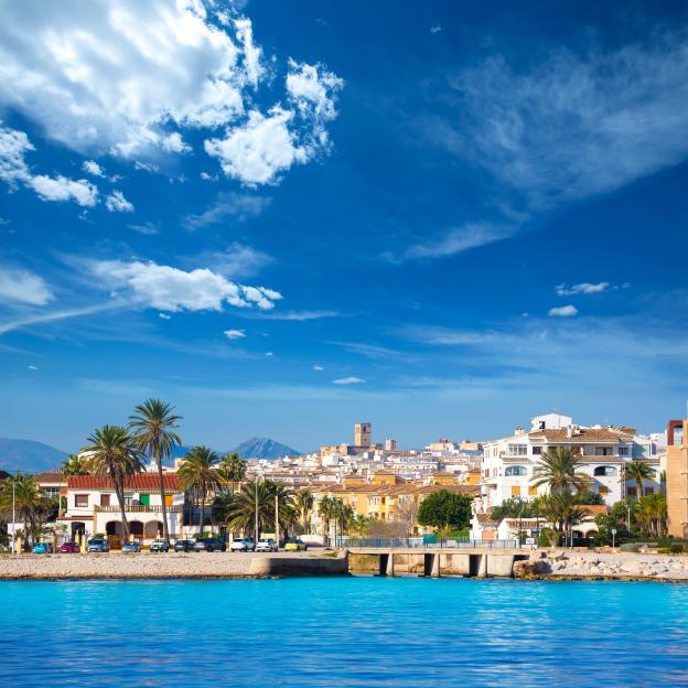 Javea, Xabia skyline viewed from the Mediterranean Sea.