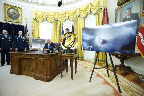 President Trump announcing a defense program in the Oval Office.