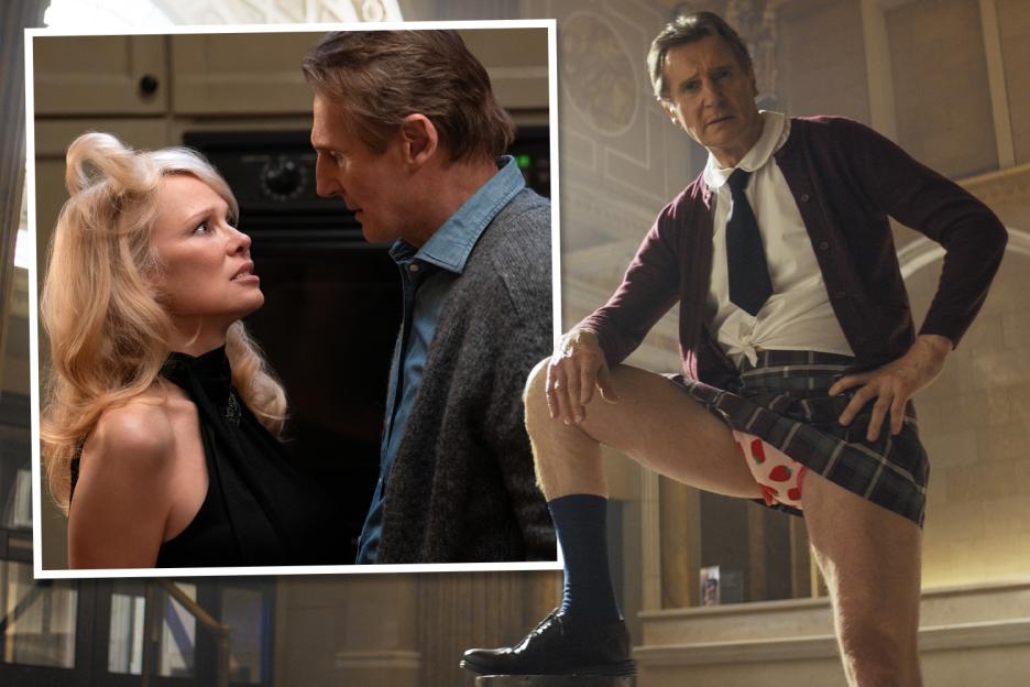 The Naked Gun remake is hilarious, old school fun and  Liam Neeson and Pamela Anderson have off the charts chemistry