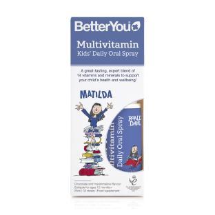 Packaging for BetterYou Matilda multivitamin kids' daily oral spray.