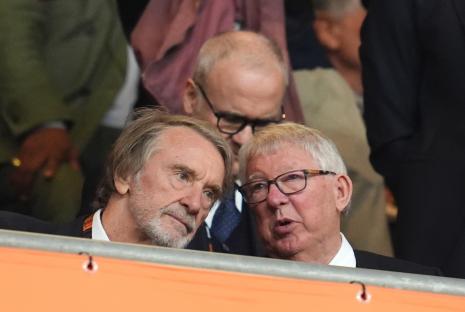 Sir Jim Ratcliffe and Sir Alex Ferguson at a soccer match.