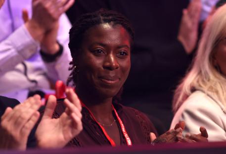 Christine Ohuruogu watching a snooker match.