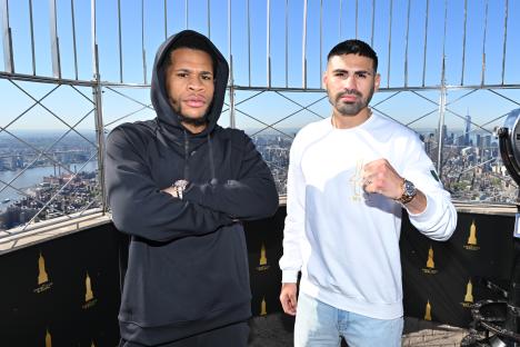 Devin Haney and Jose Carlos Ramirez at a Ring Magazine event.