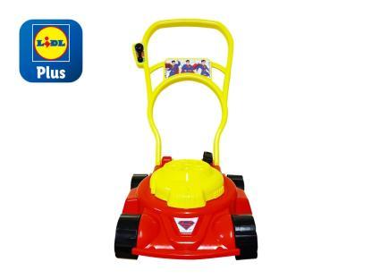 Toy lawnmower with Superman logo.