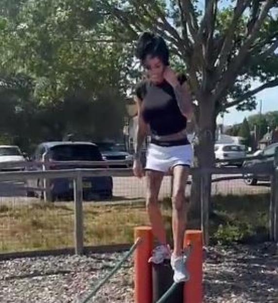 Princess Andre on playground obstacle course.