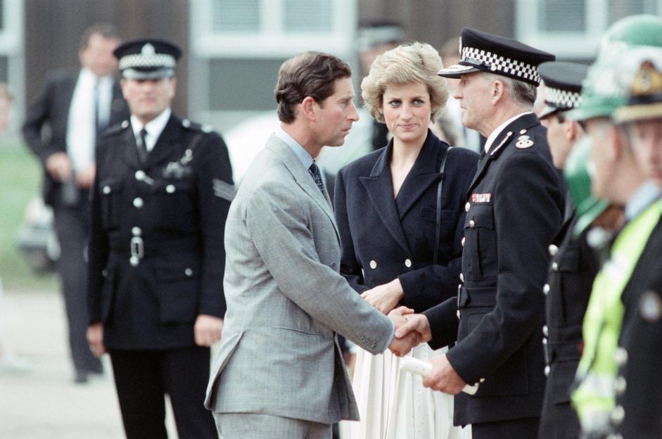 Prince Charles and Princess Diana meeting rescue workers after the Piper Alpha oil rig disaster.