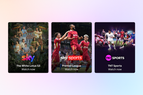 Collage of Sky TV show and sports promotions.