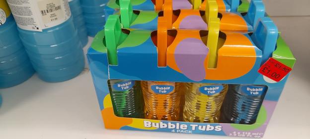Four-pack of bubble tubs, reduced to £1.00.