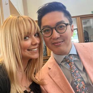 Liz McClarnon and her husband Peter Cho.