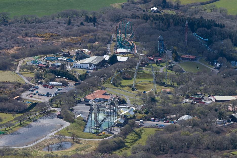 Aerial view of Oakwood Theme Park.