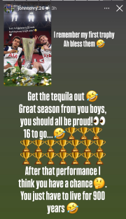 Screenshot of a social media post congratulating a sports team on a great season, showing a photo of the team with a trophy and celebratory text.