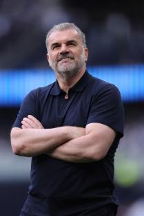 Ange Postecoglou, manager of Tottenham Hotspur, with arms crossed.