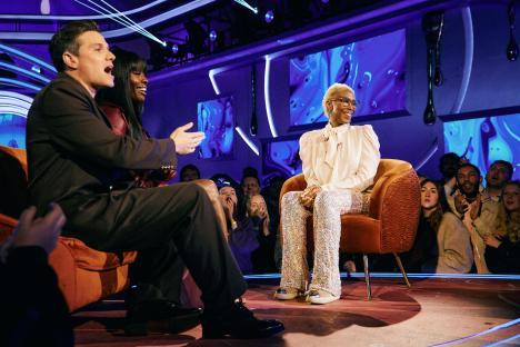 Will Best, AJ Odudu, and Trisha Goddard on Celebrity Big Brother.