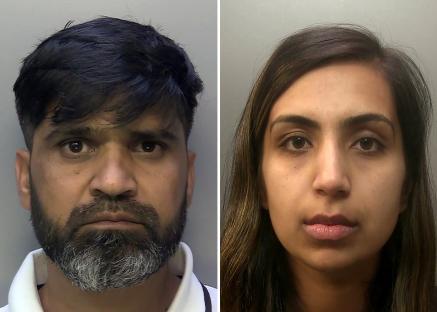Mugshots of Urfan Sharif, Beinash Batool, and Faisal Malik.