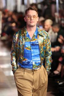 macaulay culkin walks the runway at the los angeles fashion show