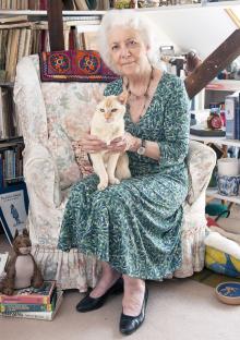 Mandatory Credit: Photo by Murray Sanders/Daily Mail/Shutterstock (4853311a)..Former Opera Singer Sylvia Eaves (83) With Her Her Cat Muji At Home In North London For Barbara Davies Feature Re. Con Woman Juliette De Souza Court Case...Former Opera Singer Sylvia Eaves (83) With Her Her Cat Muji At Home In North London For Barbara Davies Feature Re. Con Woman Juliette De Souza Court Case....picture Murray Sanders.