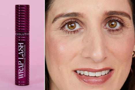 An image collage containing 2 images, Image 1 shows Revolution Wrap Lash mascara, Image 2 shows Portrait of Claira Coleman, beauty writer