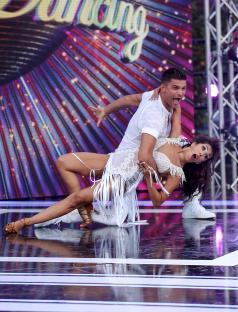 Aljaz Skorjanec and Janette Manrara dancing at the Strictly Come Dancing launch show.