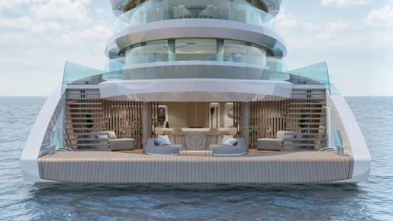 Illustration of the Haven, an 85-meter net-zero superyacht concept.