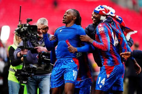 Eberechi Eze and Jean-Philippe Mateta celebrating.