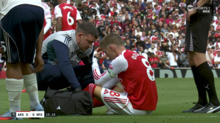 Martin Odegaard emotional as he’s forced off vs Nottingham Forest after painful fall as Arsenal suffer fresh injury blow