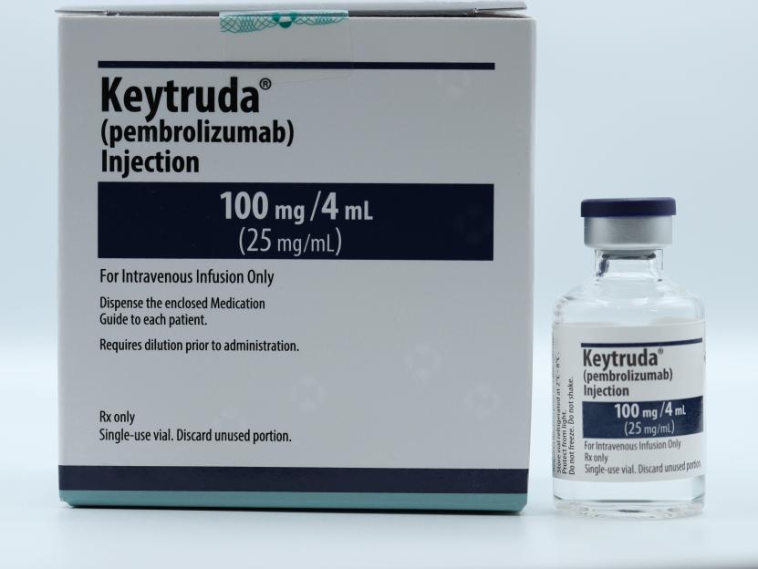 Keytruda (pembrolizumab) injection vial and box.