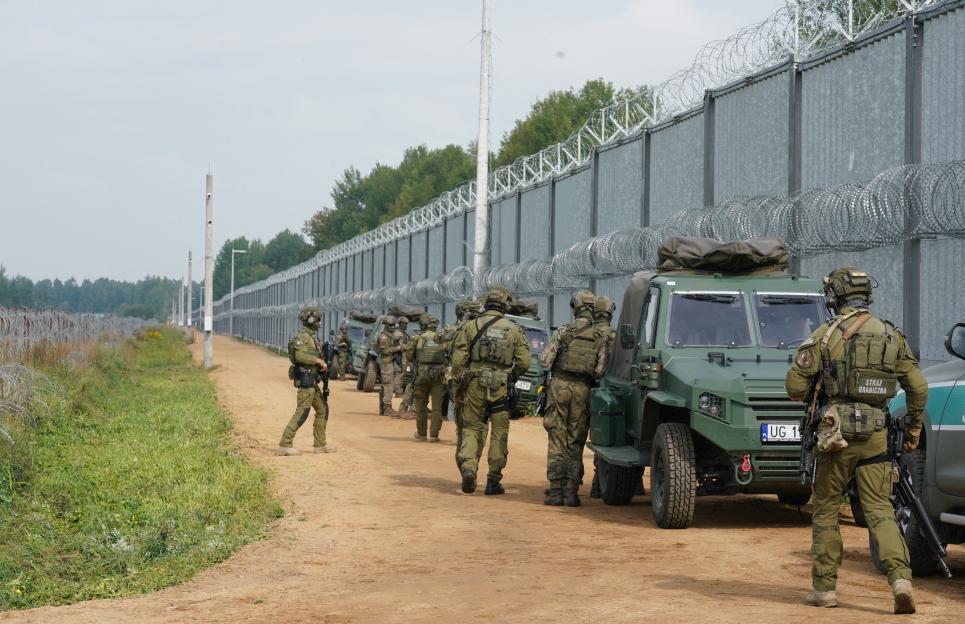 Polish border guards at the Poland/Belarus border.
