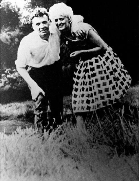 Myra Hindley and Ian Brady on the moors where they buried their victims.