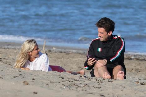 James Argent and Nicoline Artursson relaxing on a beach in Spain.
