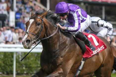 Jockey Ryan Moore riding Illinois to victory.